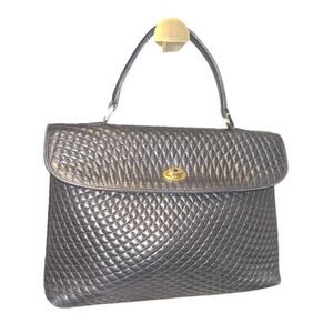 Bally Black Quilted Leather Top Handle Bag